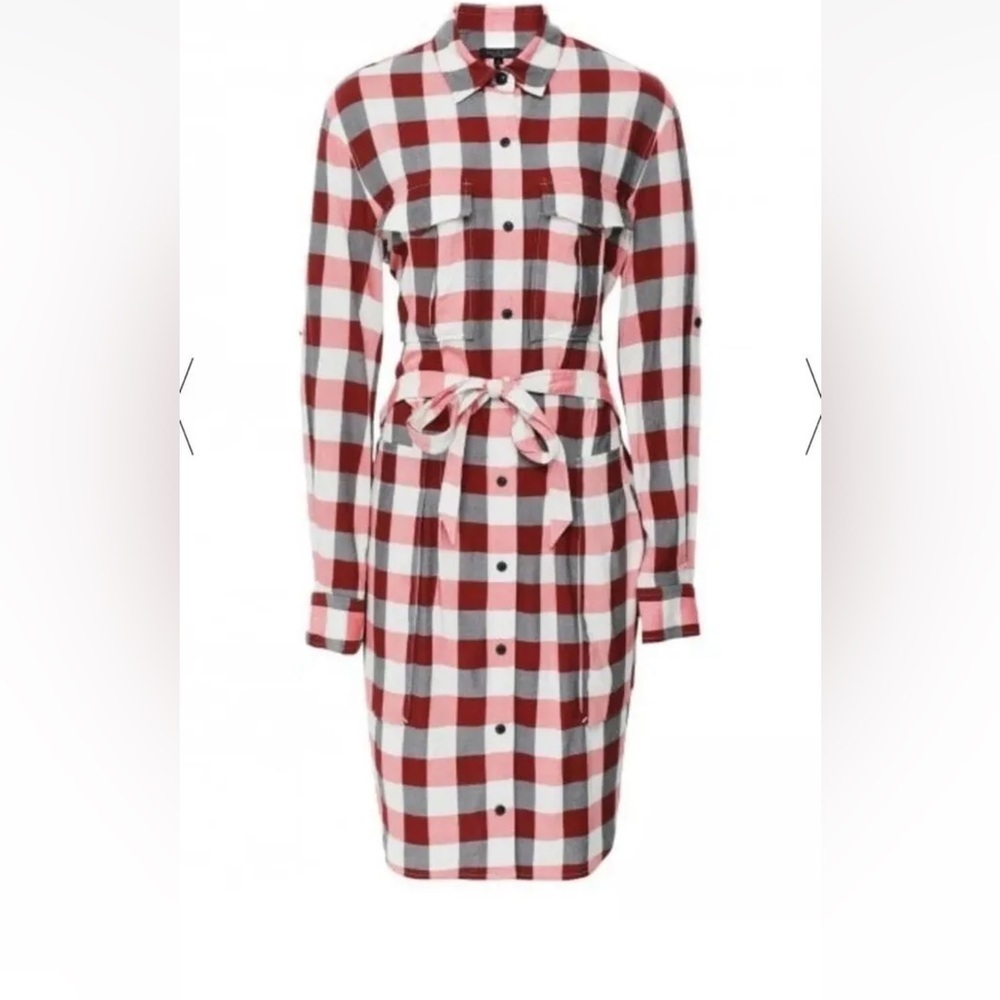 rag & bone Checkered Red and White Midi Dress